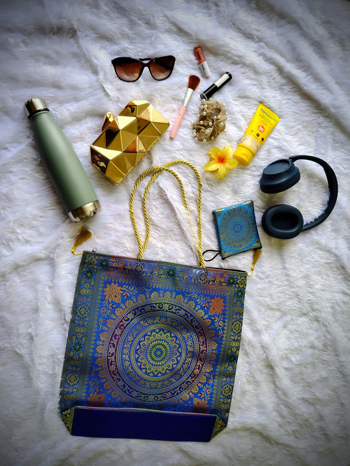Royal Mandala Silk Tote Bag