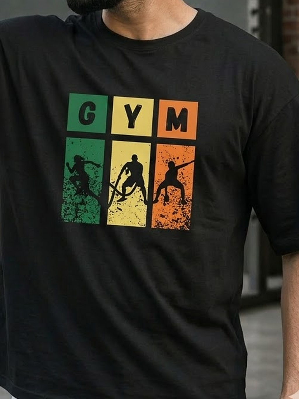"GYM Grit" Distressed Retro Graphic Oversized Heavyweight Tee