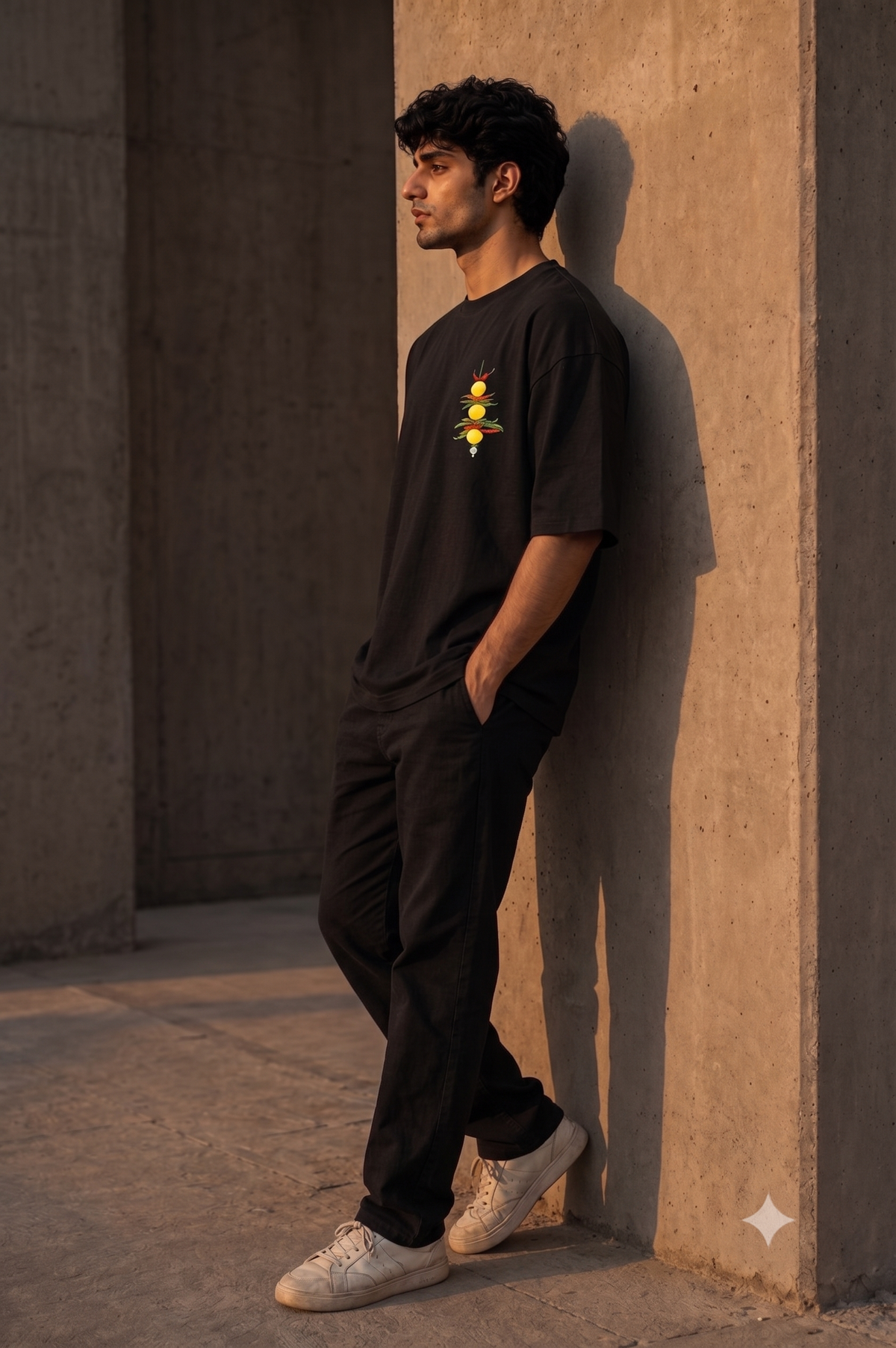 "Nazar Battu" Nimbu-Mirchi Graphic Oversized Heavyweight Tee