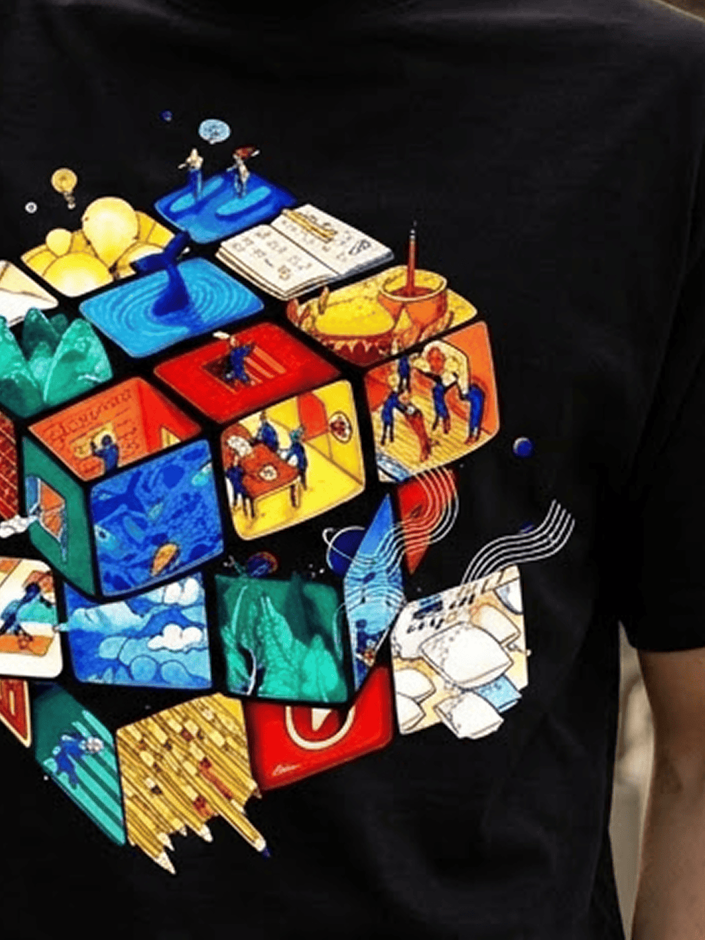 Dimensions: The Micro-World Cube Oversized Tee