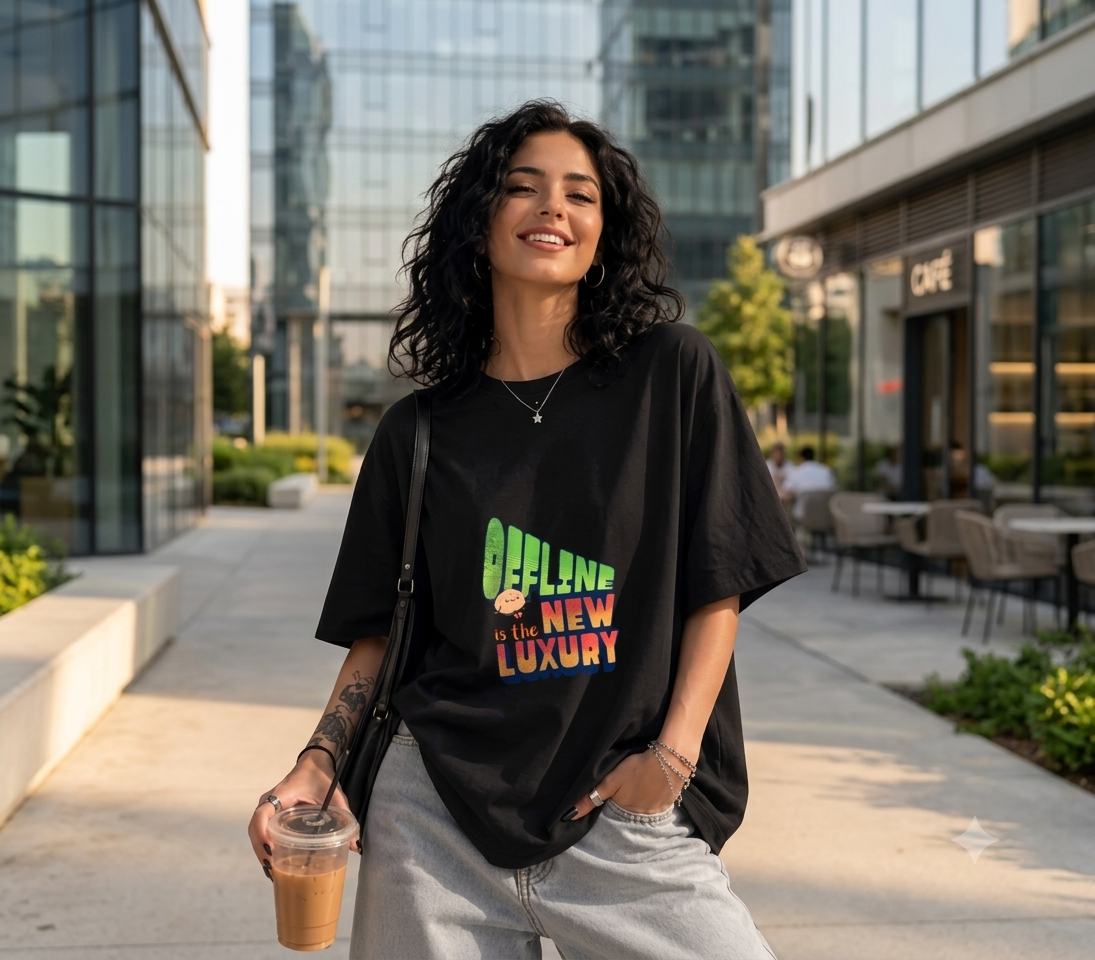 Disconnect: "OFFLINE IS THE NEW LUXURY" Heavyweight Oversized Tee