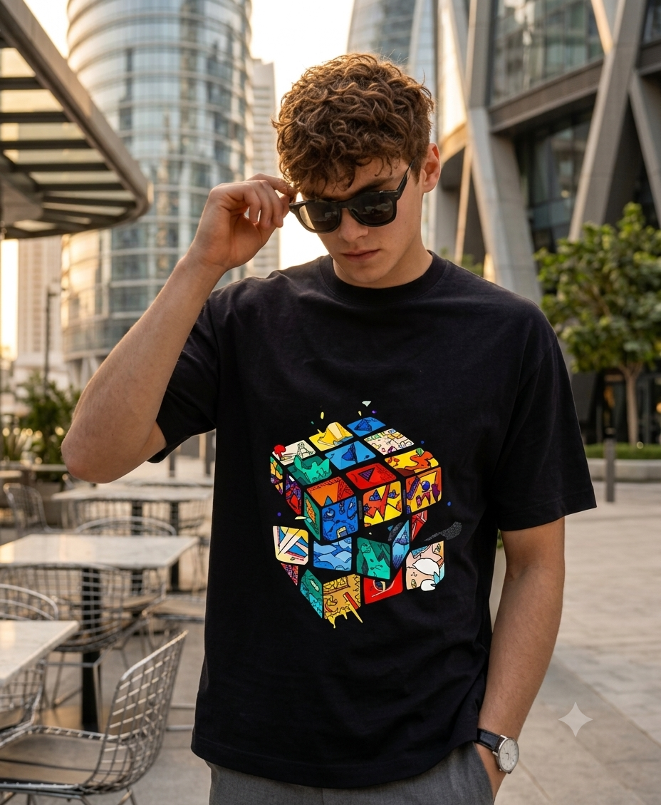 Dimensions: The Micro-World Cube Oversized Tee