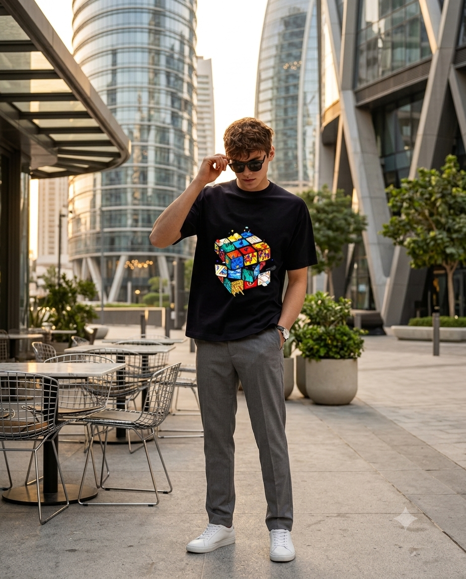 Dimensions: The Micro-World Cube Oversized Tee