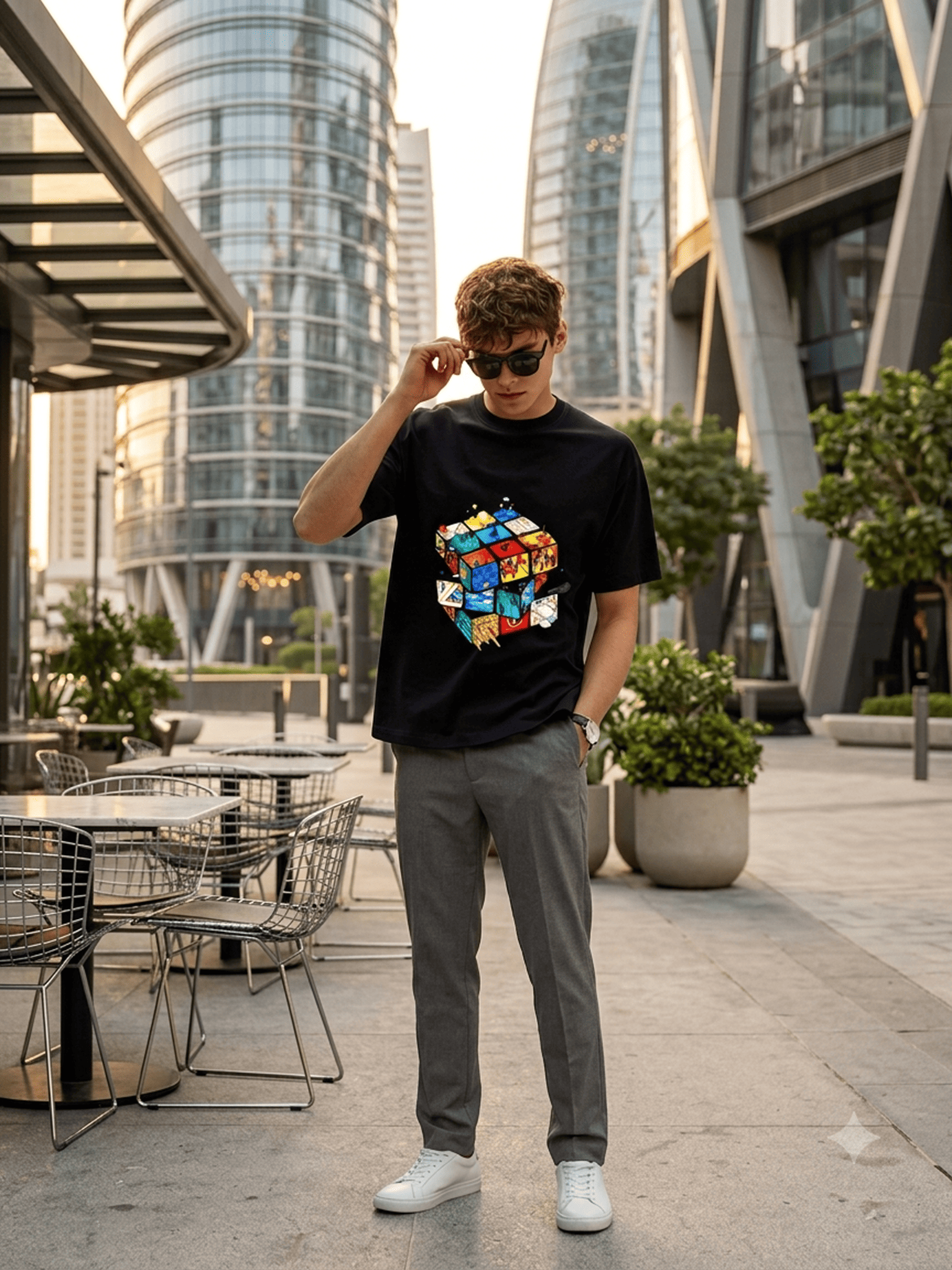 Dimensions: The Micro-World Cube Oversized Tee