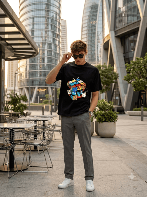 Dimensions: The Micro-World Cube Oversized Tee